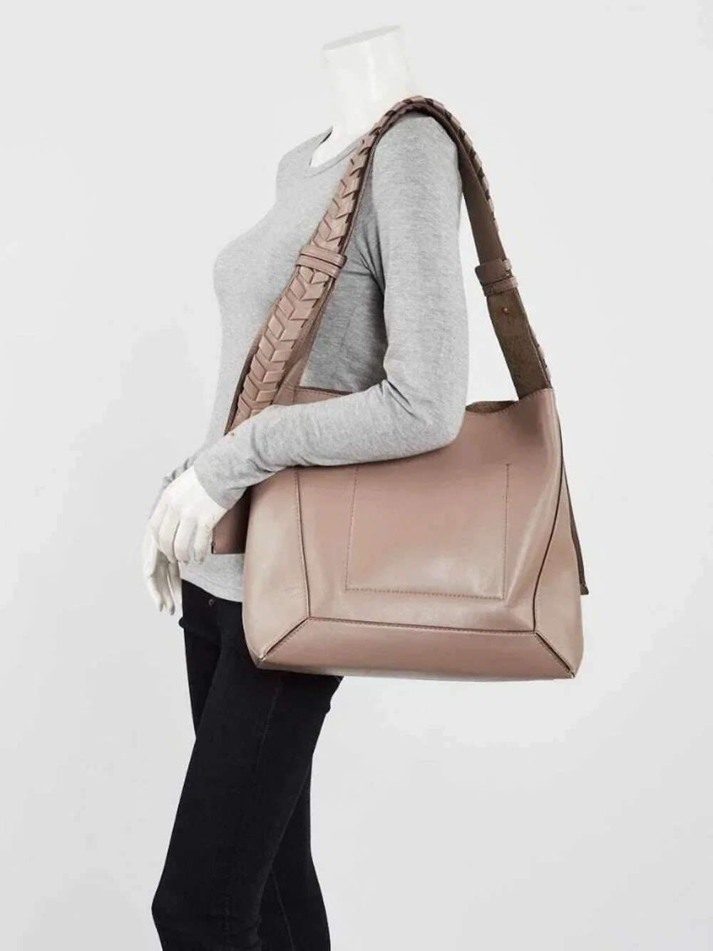 Stella McCartney Grey Faux Leather Medium Hobo Bag - Picture 2 of 12